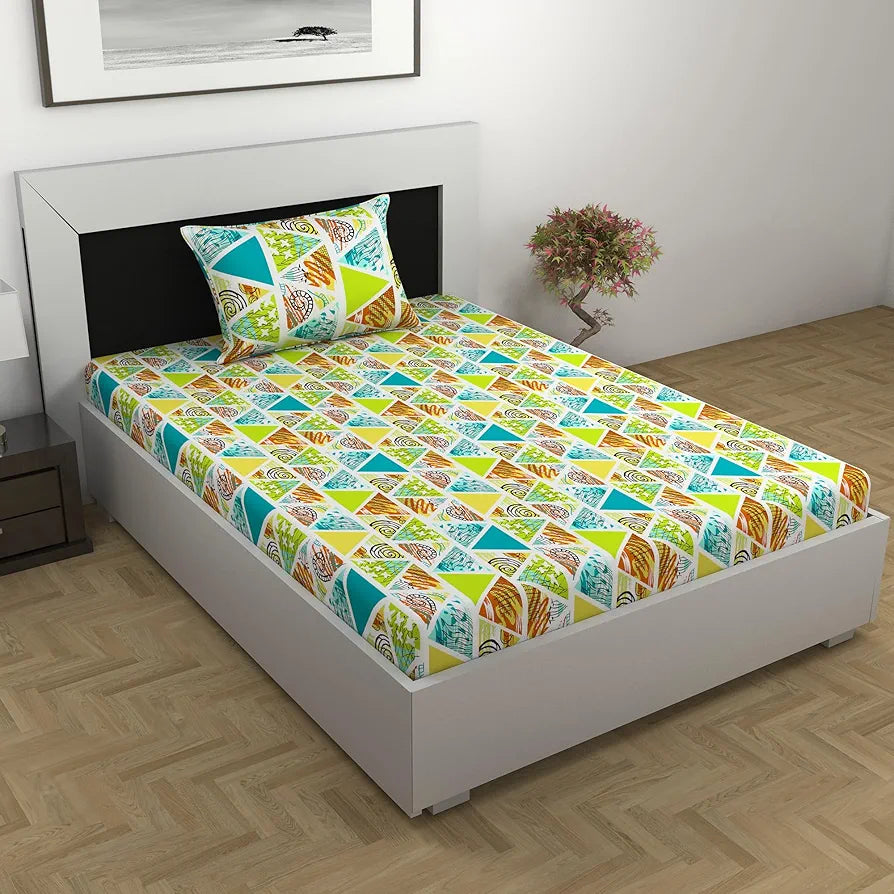 Divine Casa 100% Cotton Bedsheet for Single Bed, 144 TC Bedsheet Singl ...