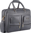 Leather 15.6 inch Laptop Messenger Bag for Men I Multi- Pockets I Extra Storage I Carry Handles I Adjustable Strap | Grey