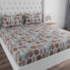 Huesland by Ahmedabad Cotton 144 TC Cotton King Size Bedsheet with 2 Pillow Covers - White & Brown