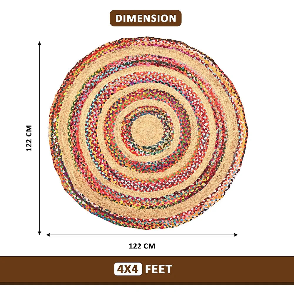 Kuber Industries Satranji Round Jute Rug & Carpet for Home & Bedroom T ...
