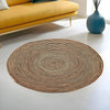 Kuber Industries 3x3 Feet Round Jute Rug & Carpet for Home Bedroom Spirals Beige