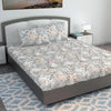 Divine Casa 144 TC 100% Cotton Bedsheet King Size Bed King Size Bedsheet with 2 Pillow Covers Colour Blush Grey