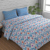 Huesland by Ahmedabad Cotton 144 TC Bedsheet for King Size Bed with 2 Pillow Covers | Botanical Chevron | Blue, Yellow & White