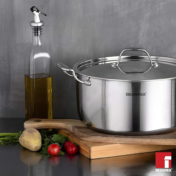 Bergner Argent Triply Stainless Steel 22 Cm Casserole With Stainless Steel Lid | 4.1 Litres