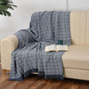 Sashaa World Soft Herringbone Throw Blanket Colour Navy