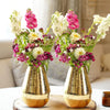 Behoma Drop Shape Metal Hammered Flower Vase Golden 2 Pcs Flowers not Included
