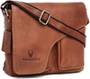 Leather 11 inch Laptop Messenger Bag for Men I Dedicated Laptop Compartment I Adjustable Strap | Tan Vintage Colour