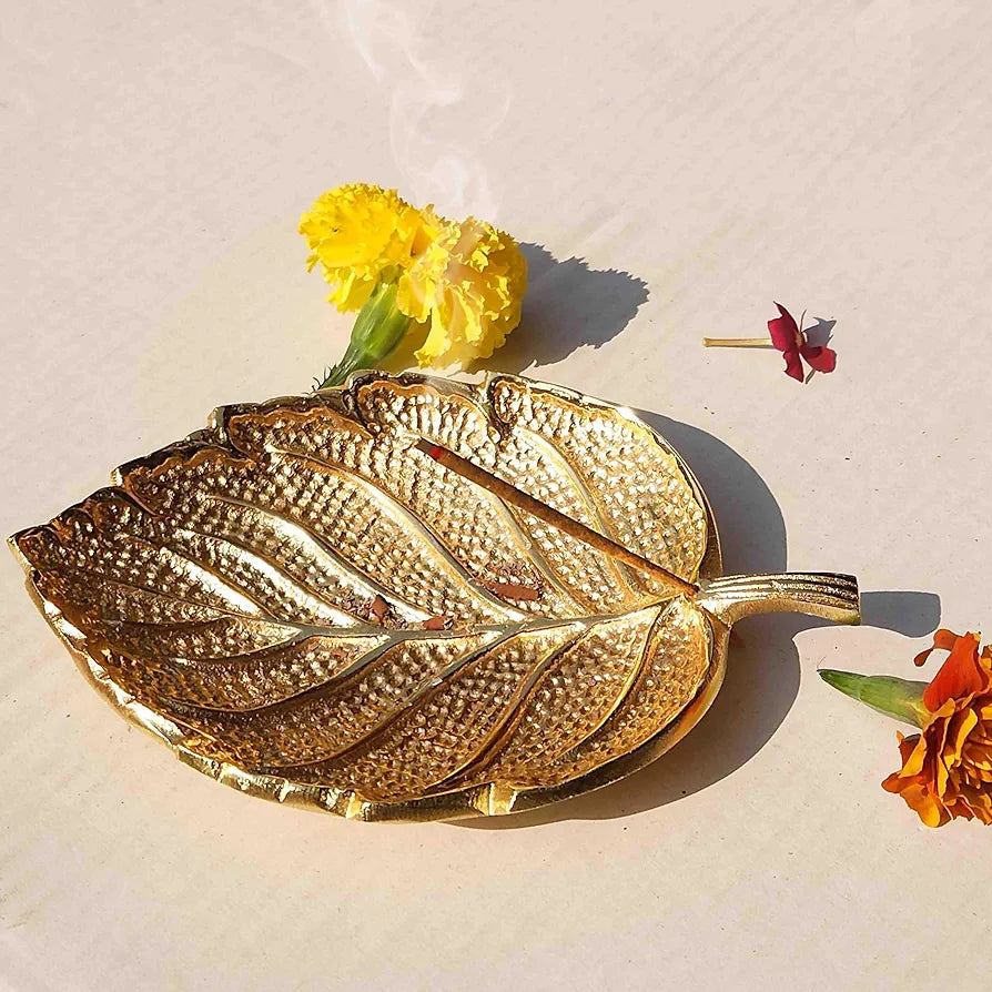 Pure Source India Leaf Design Aluminum Agarbatti Stand/Incense Holder ...