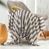Sashaa World Striped Sofa Throw Medium with Tasselled Edges Colour Navy Striped