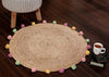 Sashaa World Indian Handmade Jute Braided Round Carpet Colour Beige & Natural