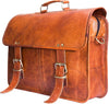Craftshades – 15 Inch Double Strip Handcrafted Messenger Goat Leather Bag | Brown