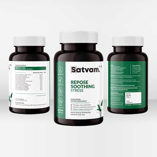 Satvam Repose Soothing Stress Supplement - 60 Tablets - DesiPick