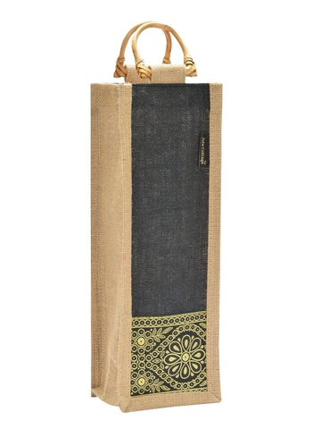 Jute Cottage Bottle Bag With Lace / Print