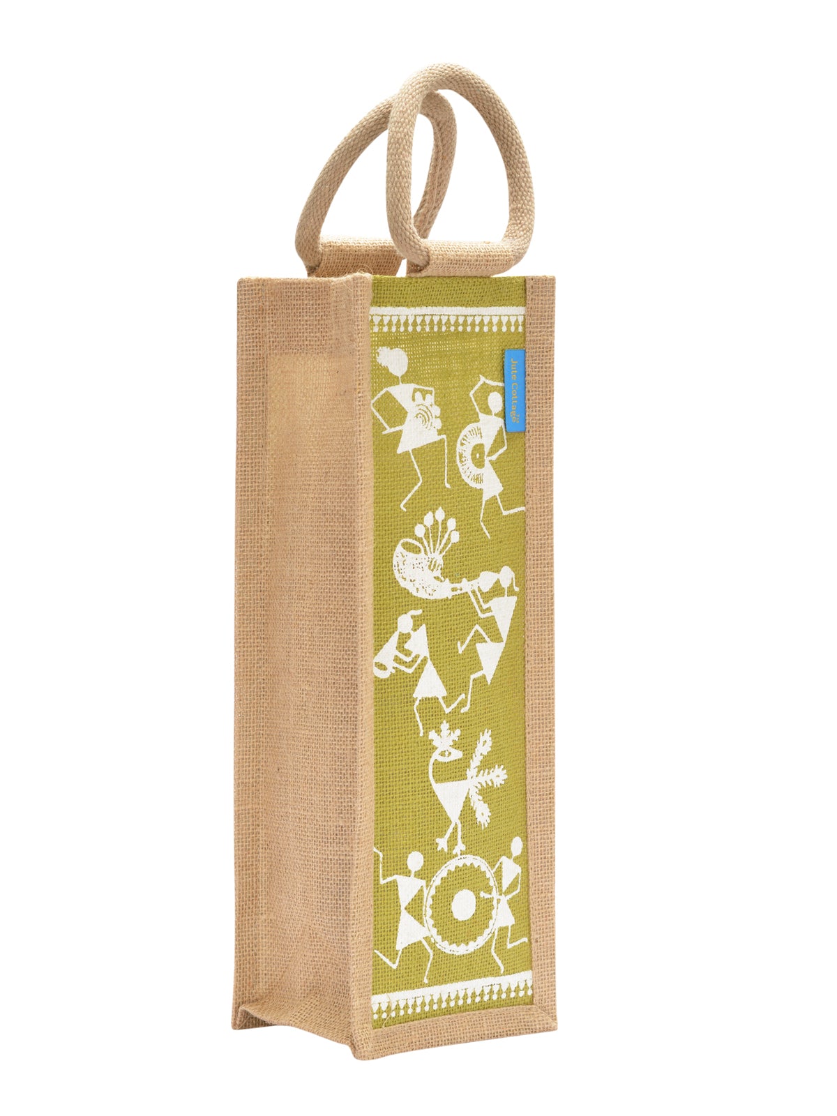 Jute Cottage Bottle Bag Warli Print