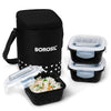 Borosil Kube Glass Lunch Box Square Set of 3 Tall