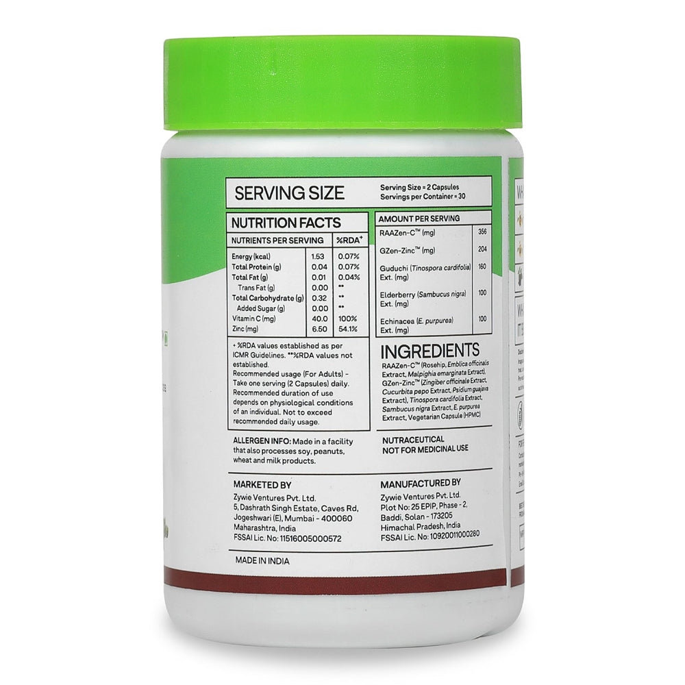 OZiva Plant Based Bettr.C+ With Rosehip, Elderberry & Echinacea - 60 Cpas