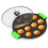 Esspy 12 Pit Pre-Seasoned Cast Iron Paniyaram Pan With Silicon Handle & Glass Lid