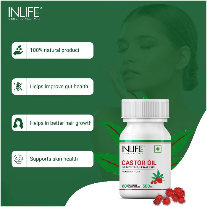 INLIFE  Castor Oil Supplement - 60 tabs