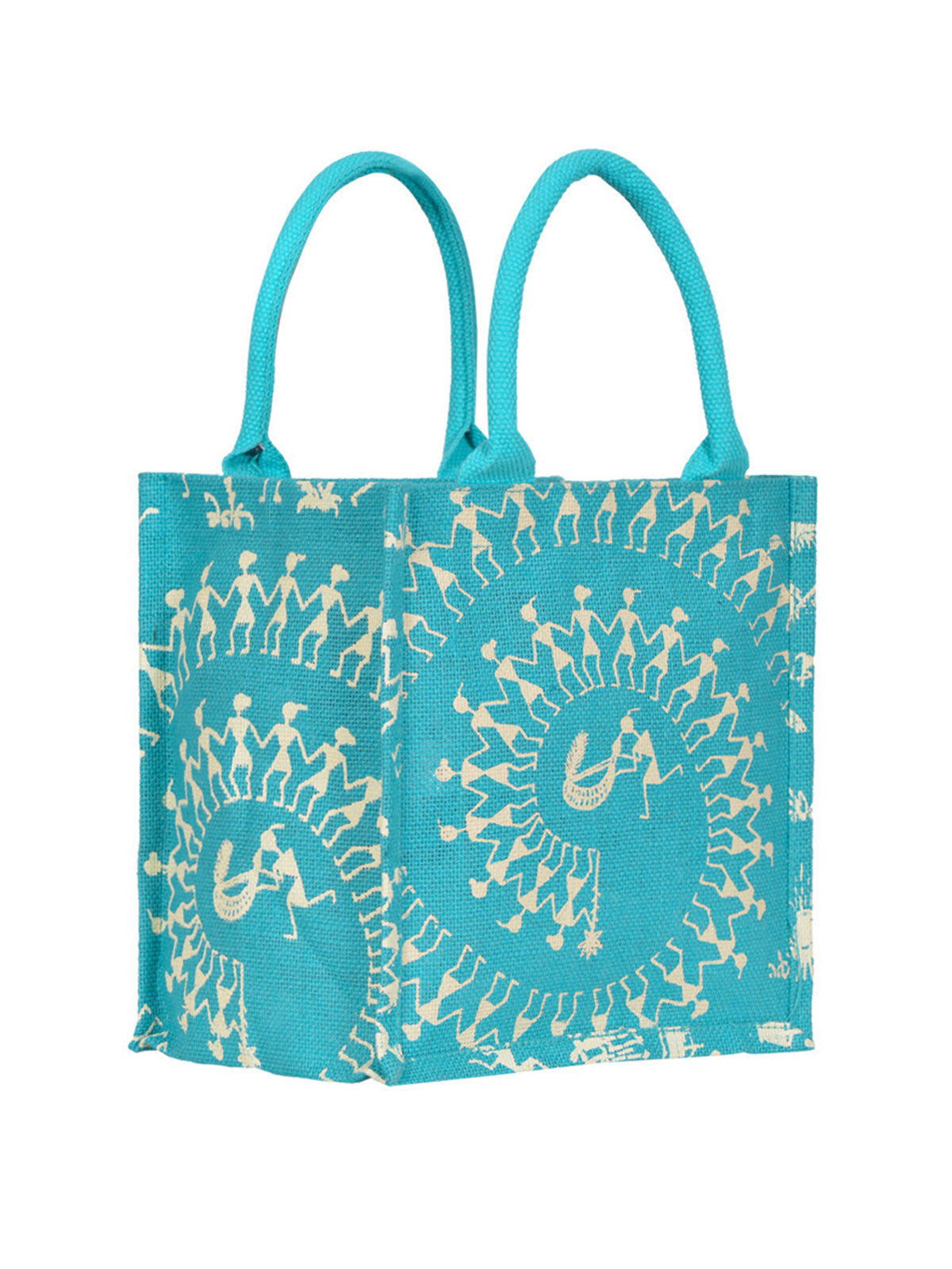 Jute Cottage Zipper Warli Bag Zipper Lunch