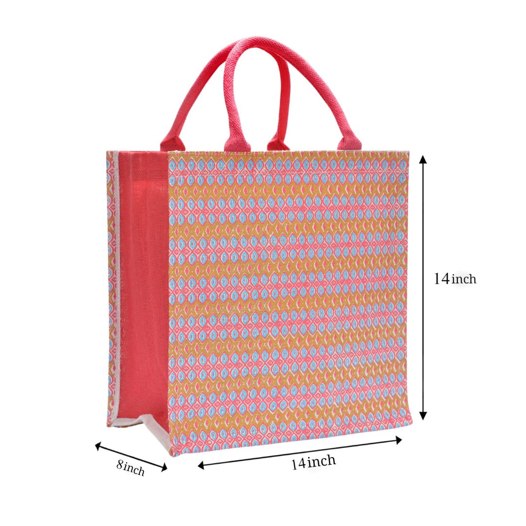 Jute Cottage Ribbon Motif Zipper Bag
