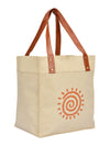 Jute Cottage Juco Pu Handle Zipper Shopping Bag With Bottom Board 100% Genuine
