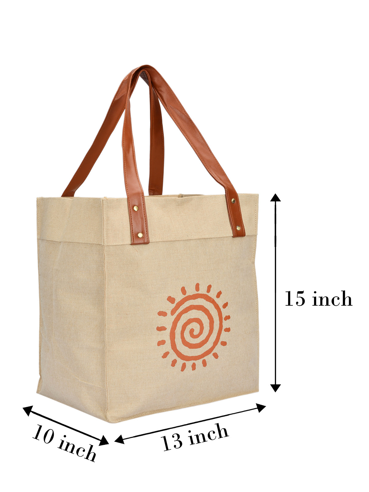 Jute Cottage Juco Pu Handle Zipper Shopping Bag With Bottom Board 100% Genuine