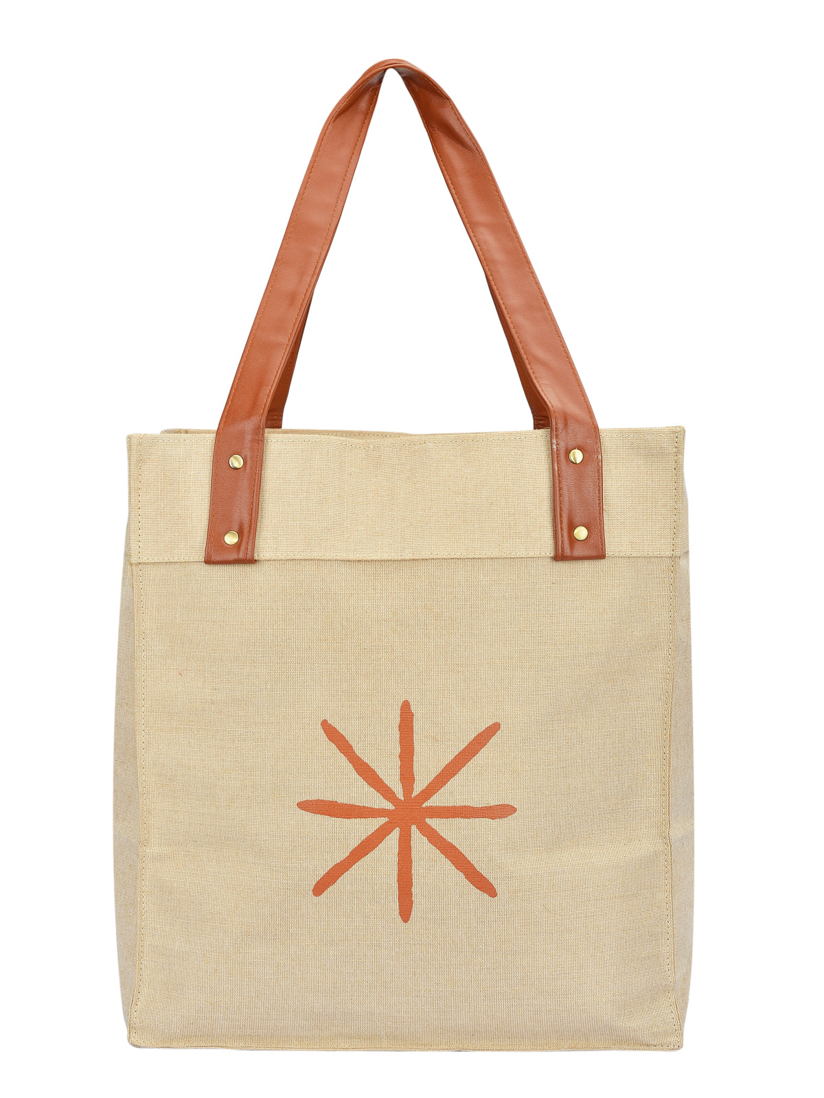 Jute Cottage Juco Pu Handle Zipper Shopping Bag With Bottom Board 100% Genuine