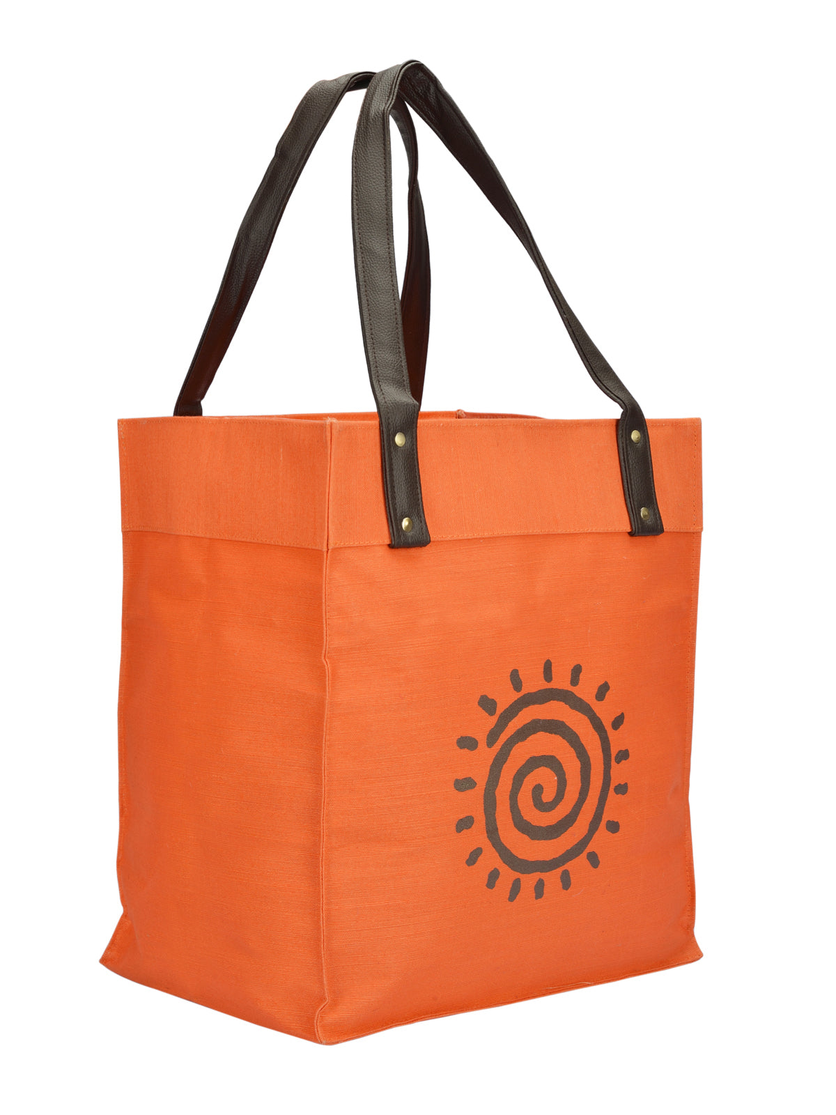 Jute Cottage Juco Pu Handle Zipper Shopping Bag With Bottom Board