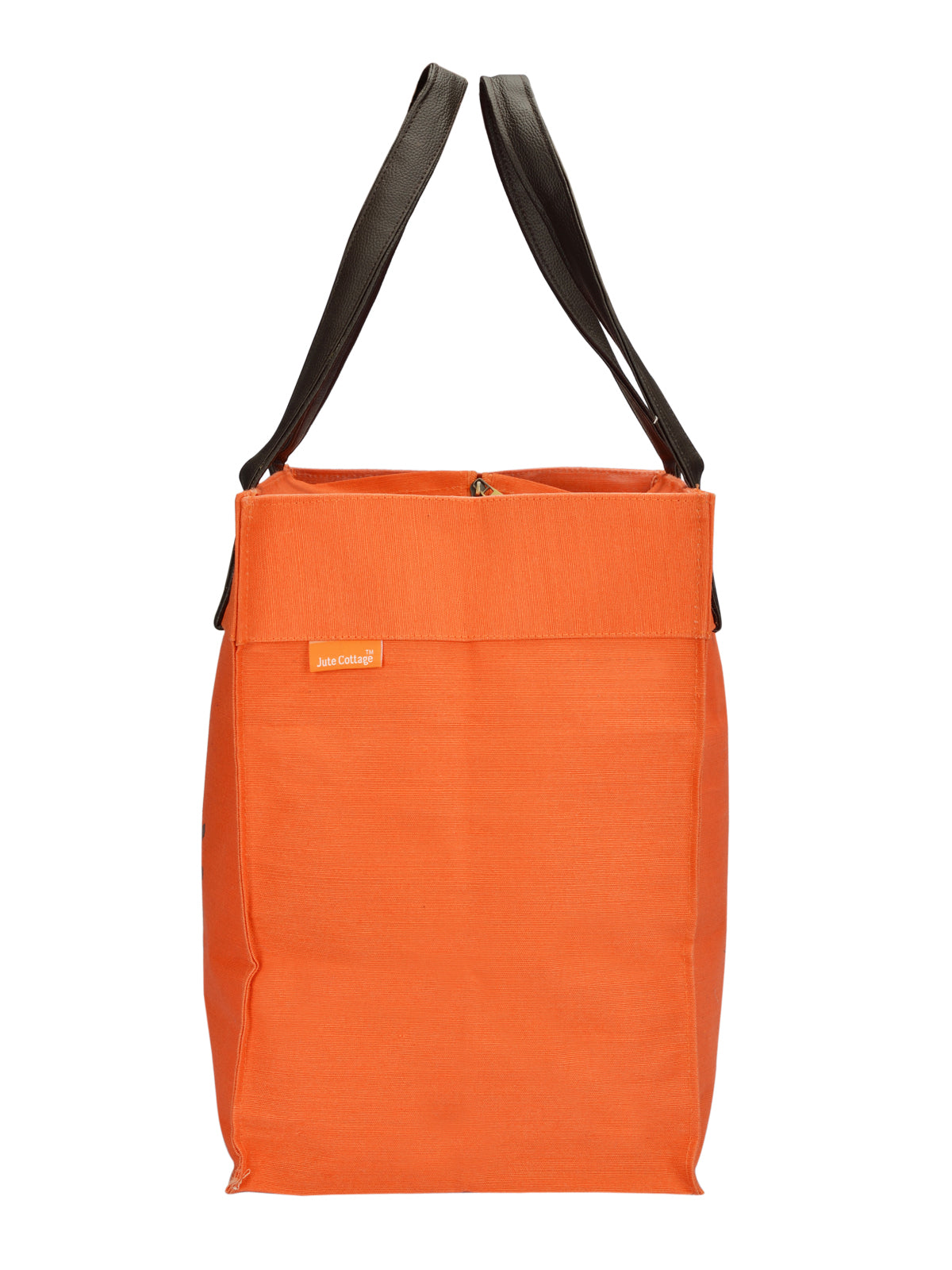 Jute Cottage Juco Pu Handle Zipper Shopping Bag