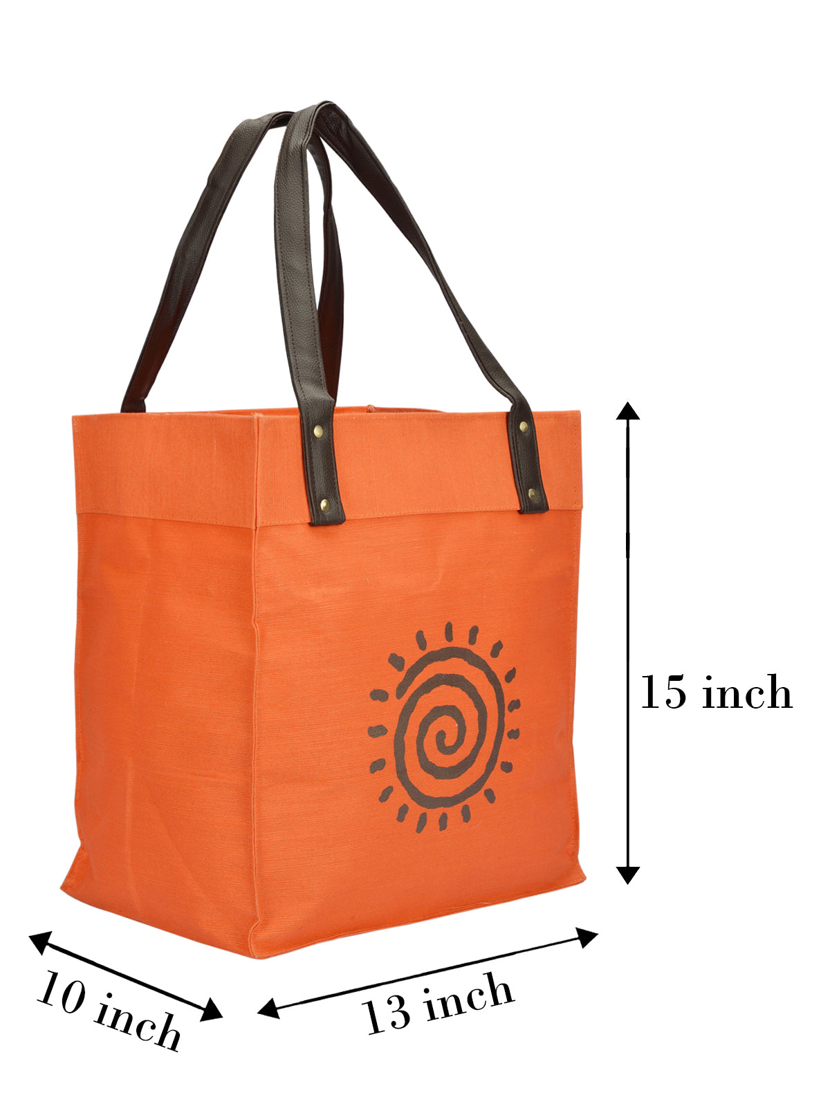 Jute Cottage Juco Pu Handle Zipper Shopping Bag