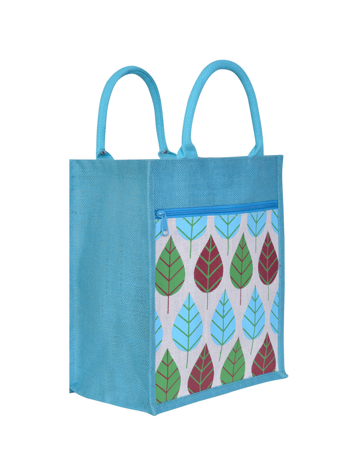 Jute Cottage Front Pocket Leaf Print Lunch Bag