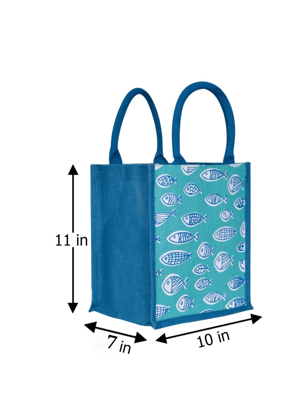 Jute Cottage Fish Print Zipper Lunch Bag 100% Genuine
