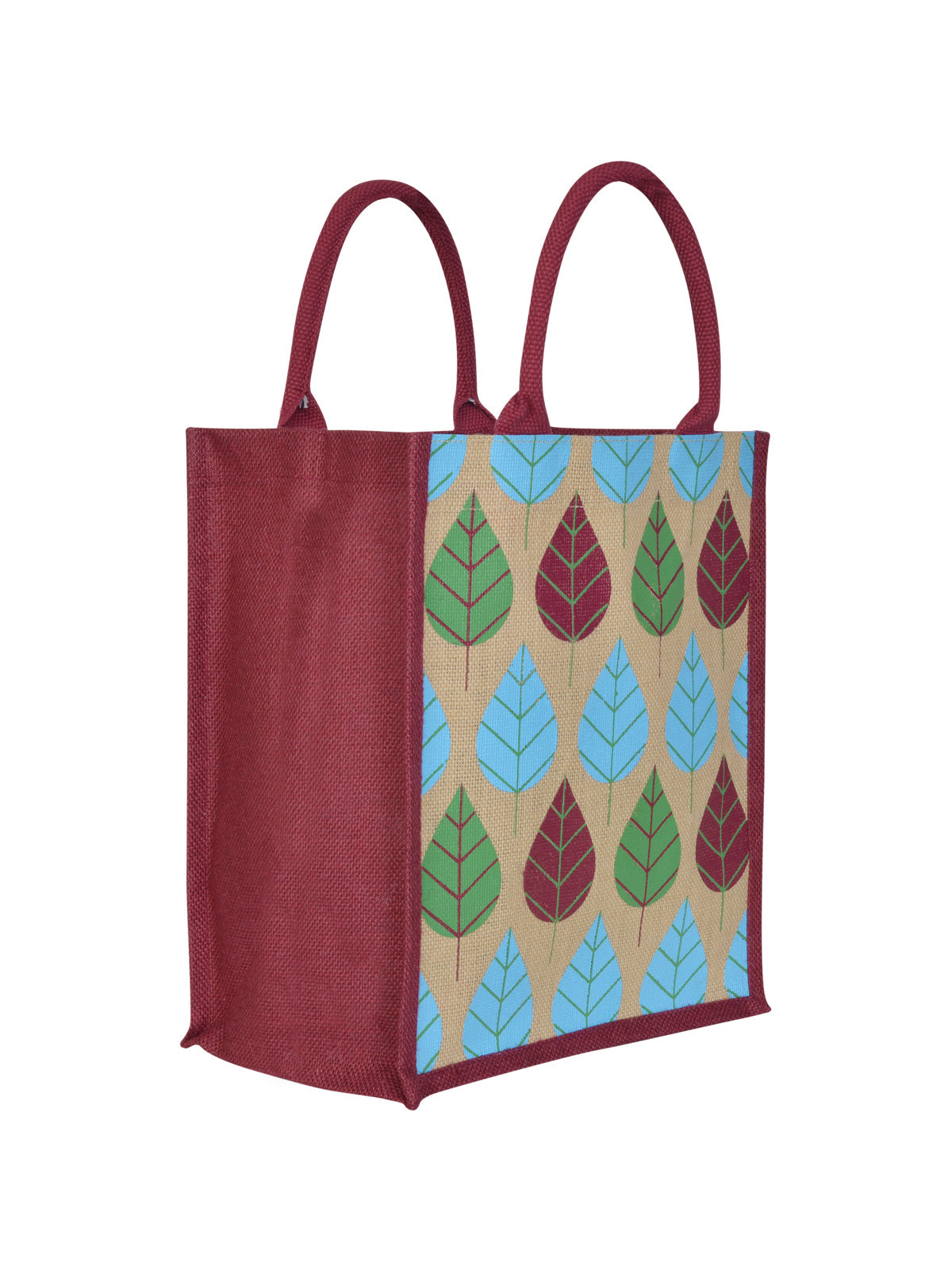 Jute Cottage Front Pocket Leaf Print Lunch Bag