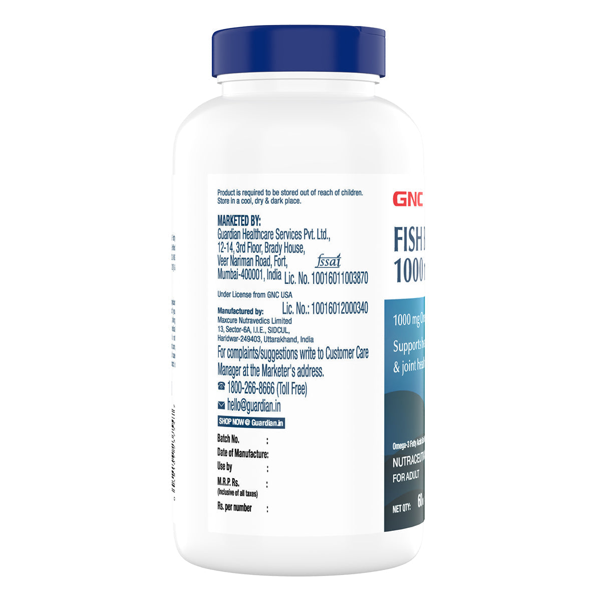 GNC Fish Body Oil Omega 3 Capsules 1000mg - DesiPick