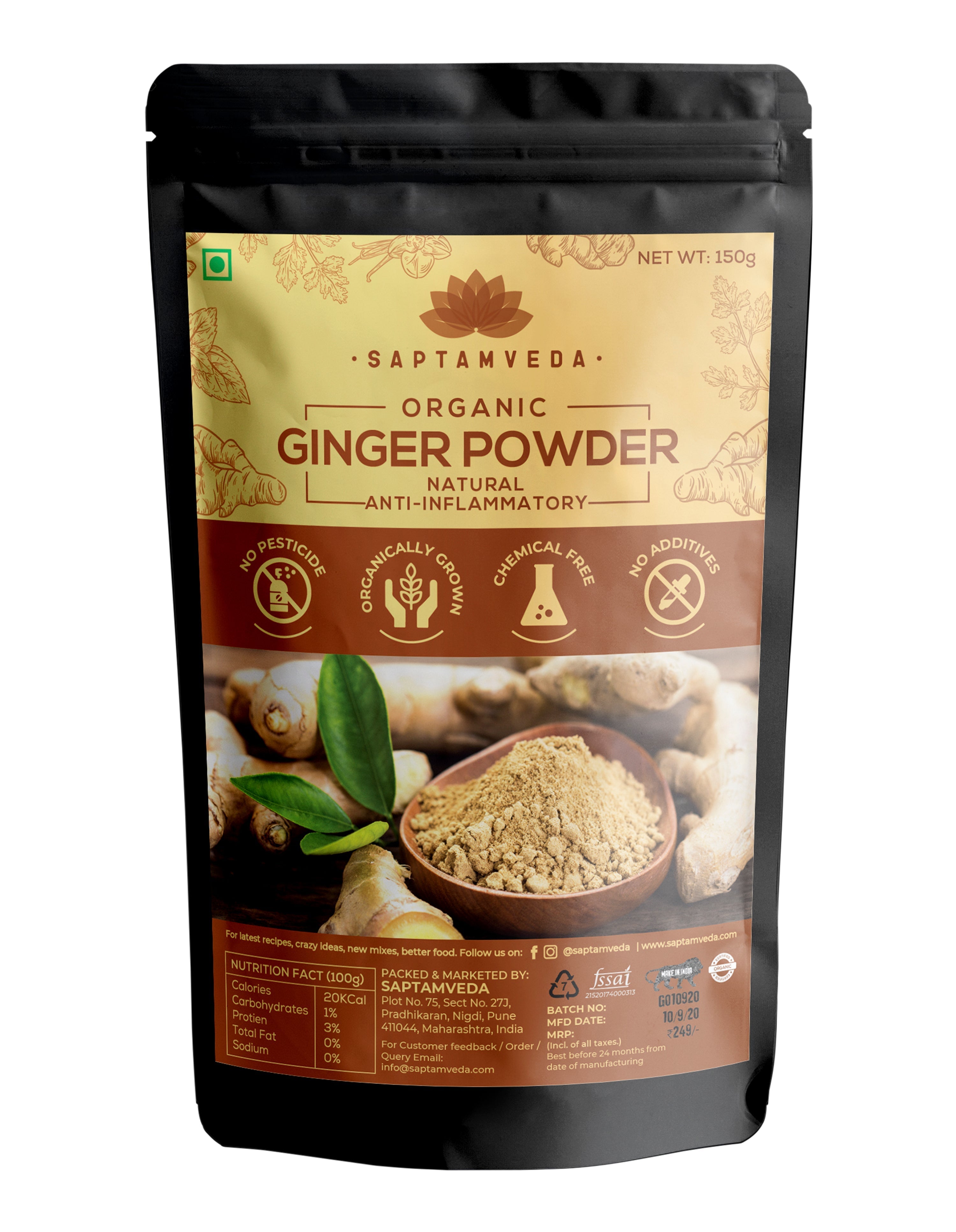 Saptamveda Organic Moringa Powder & Organic Ginger Powder Combo - DesiPick