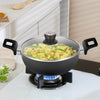 Borosil Hard Anodized 22cm 2L Deep Kadhai with Glass Lid