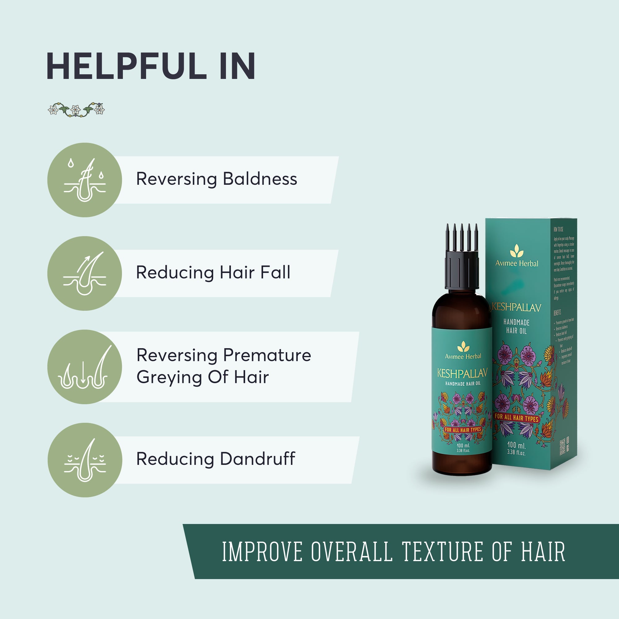 Avimee Herbal Keshpallav Hair Oil & Hairtone PV 1 Scalp Spray & Madhu ...