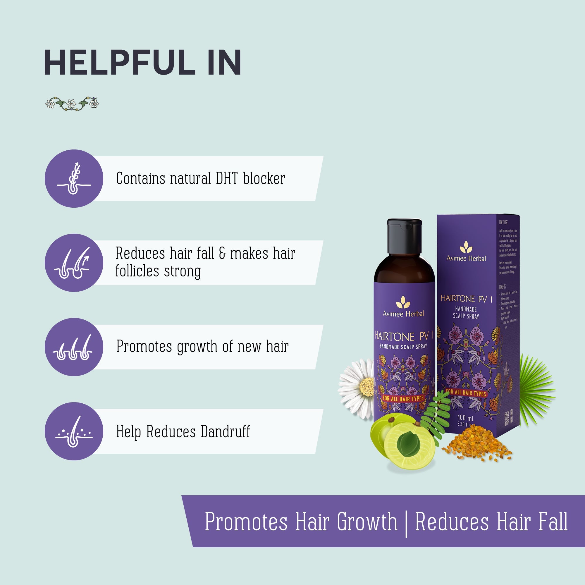 Avimee Herbal Keshpallav Hair Oil & Hairtone PV 1 Scalp Spray & Madhu ...