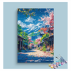 Eazy Arts Cherry Blossom Village with Mountain View Paint by Numbers Kit