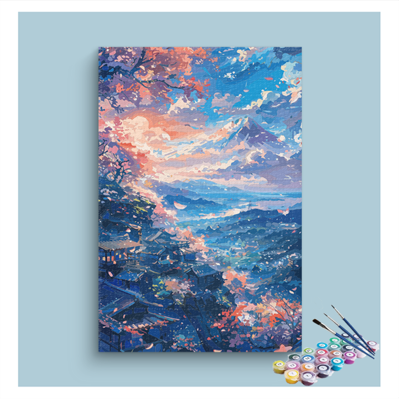 Eazy Arts Cherry Blossom Valley Paint by Numbers Kit - DesiPick