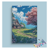 Eazy Arts Tranquil Cottage with Blossoms Paint by Numbers Kit