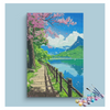 Eazy Arts Cherry Blossom Lakeside Path Paint by Numbers Kit