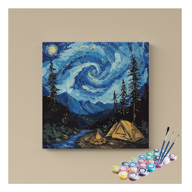 Eazy Arts Starry Night Campsite Paint by Numbers Kit - DesiPick
