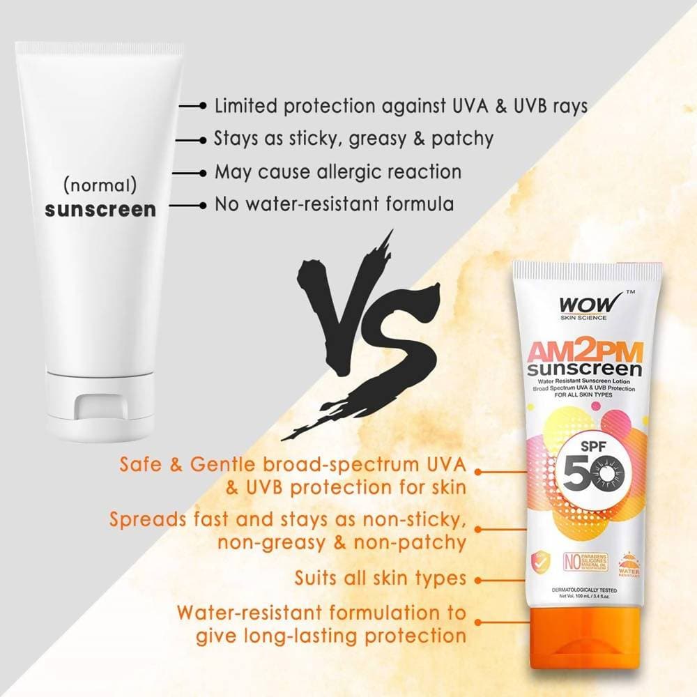 Wow Skin Science AM2PM SPF50 Water Resistant Sunscreen Lotion - 100 ml