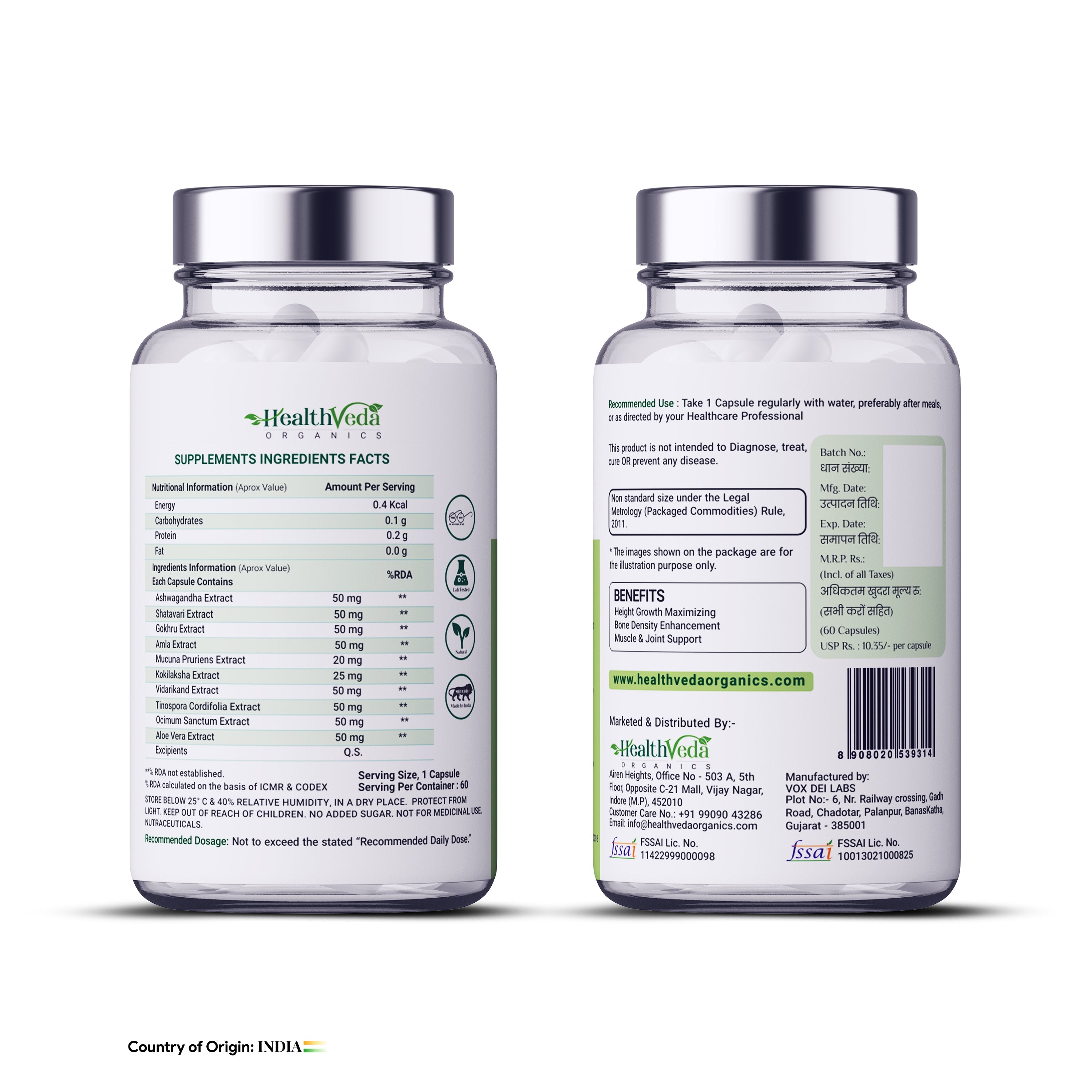 Health Veda Organics ProPlus Capsules 500mg - 60 tabs - DesiPick