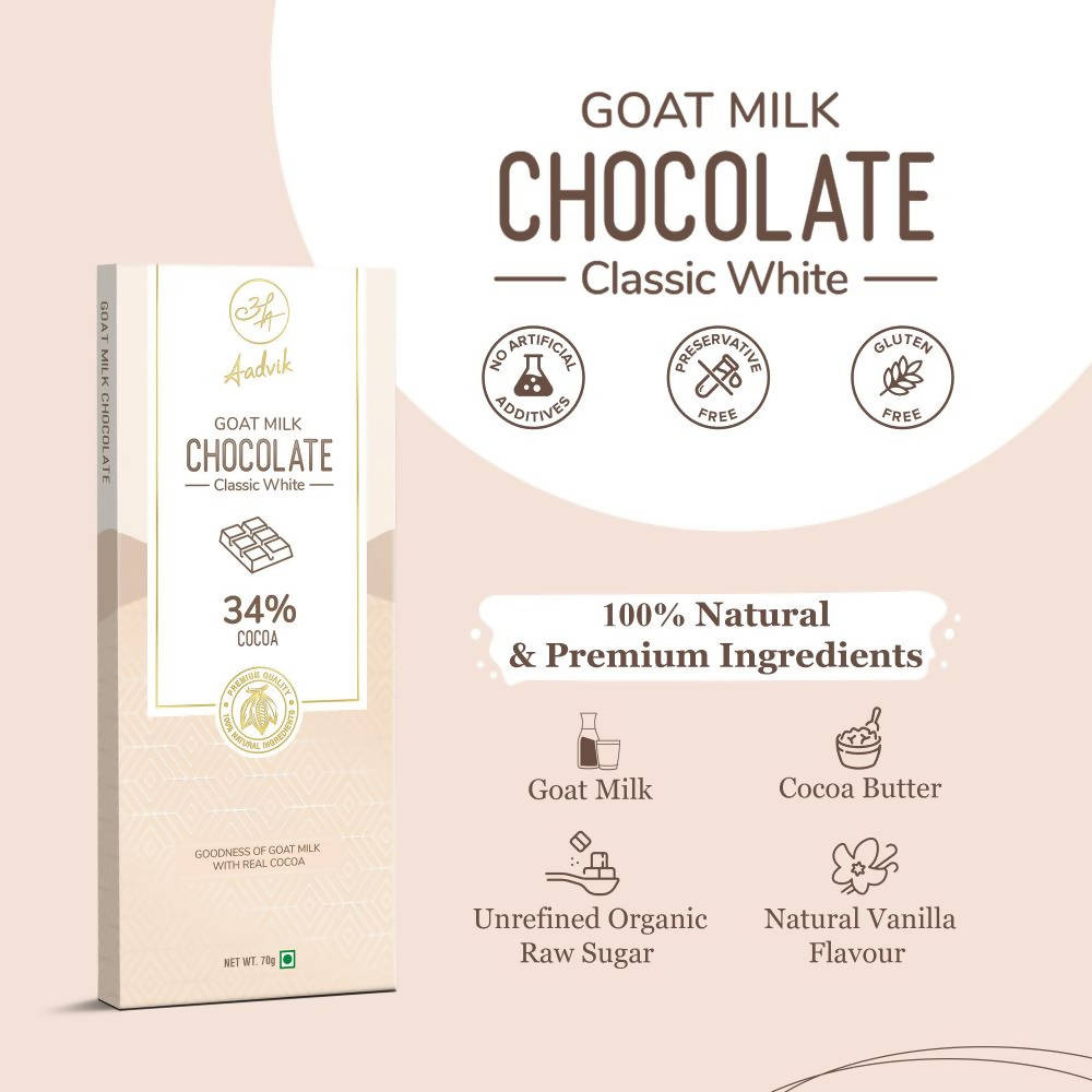 Aadvik Goat Milk Chocolate Classic White - 70 gms