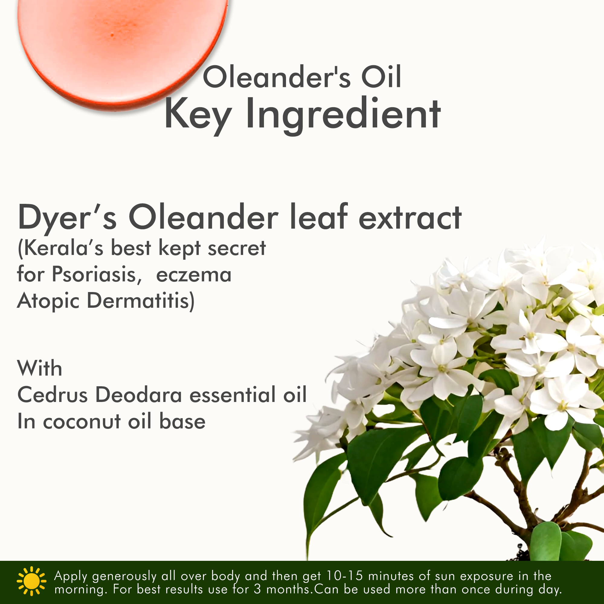Vedicderm Oleander's Oil for Psoriasis, Eczema, Atopic Dermatitis - 200 Ml