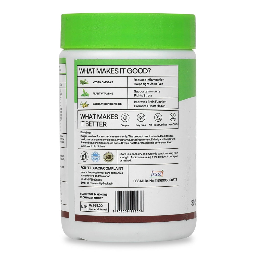 OZiva Plant Based Omega Multi for Men & Women - 30 capsules