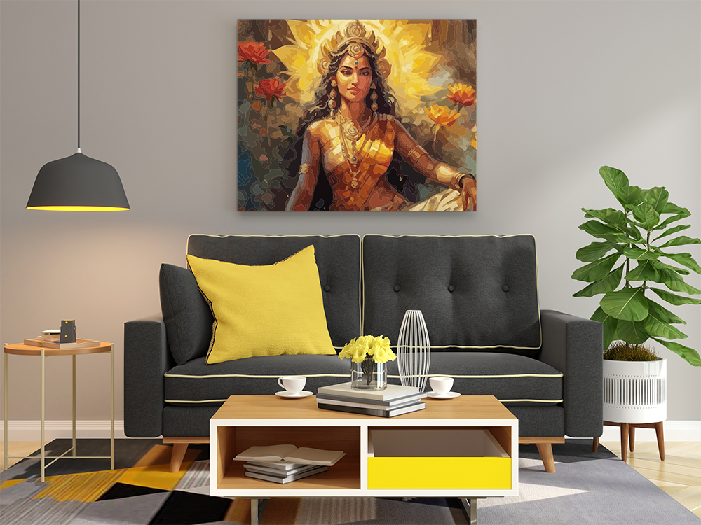 Eazy Arts Radiant Divinity: Goddess Lakshmi Paint by Numbers Kit - DesiPick