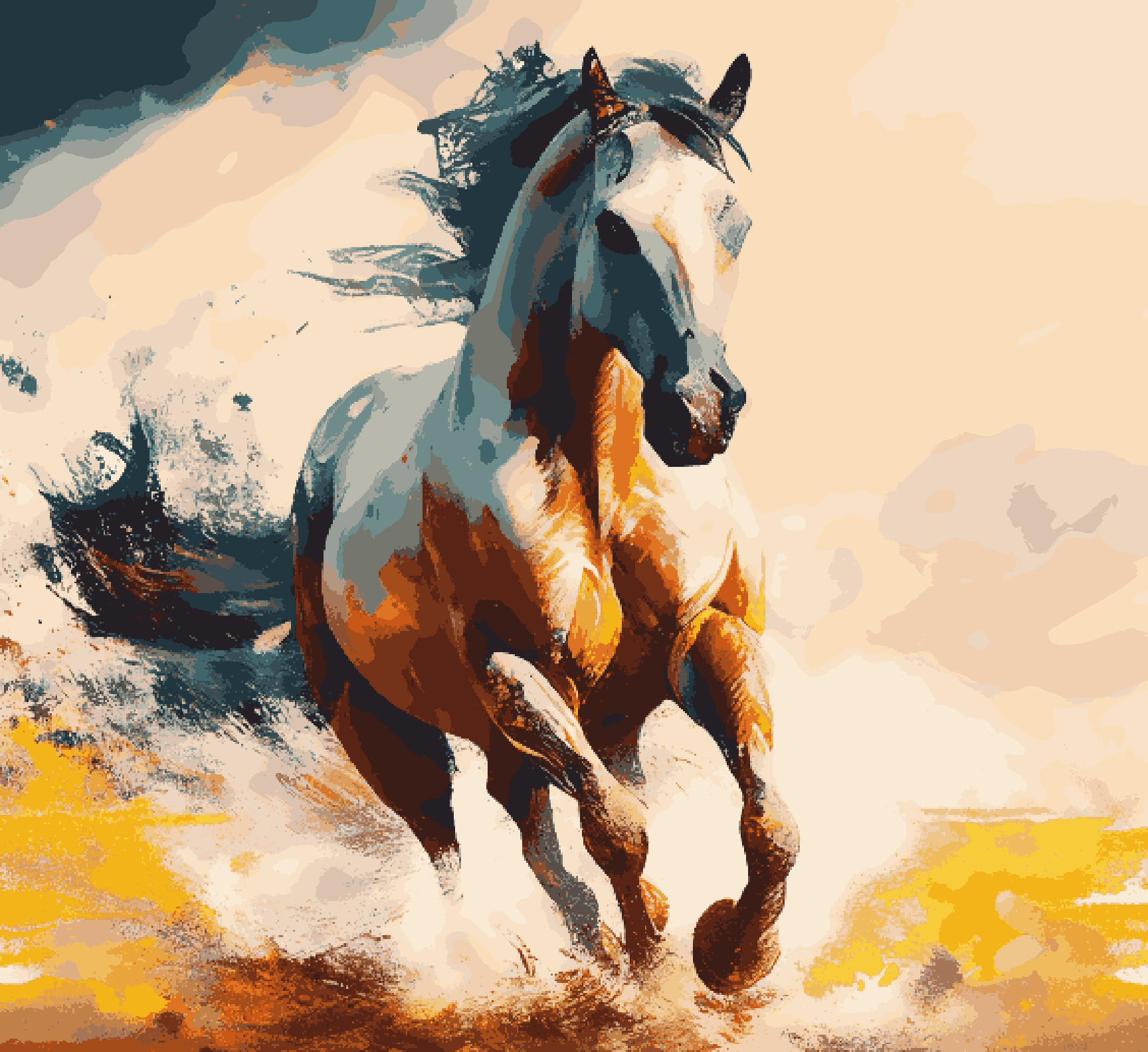 Paint Running Pattern Paint Waint Running Horse - DesiPick